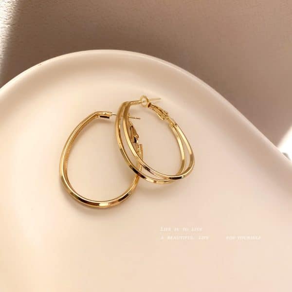 925 Silver Needle Geometric Circle Earrings Retro Temperament Earrings