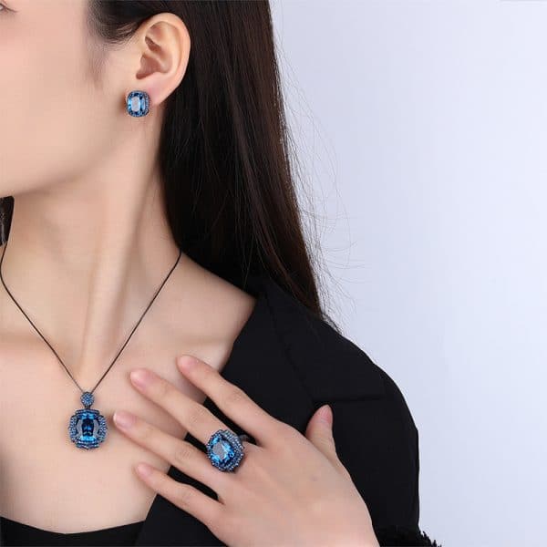 Women's All-match Copper-plated Gold Necklace Ring Earrings