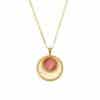 Hollow Sector Pendant Stainless Steel Gold Plated Necklace