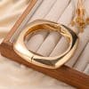 Beautiful Square Glossy Metal Texture Open-end Bangle Bracelet