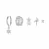 Silver Needle Trendy Earrings Geometric Five-piece Set For Women