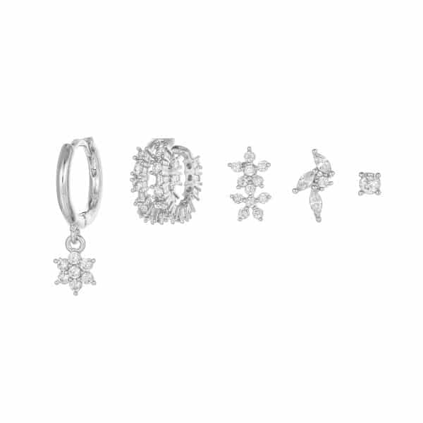 Silver Needle Trendy Earrings Geometric Five-piece Set For Women