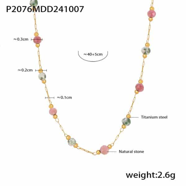 Ferris Wheel Ins Blue Gold Natural Stone Handmade Beaded Clavicle Necklace