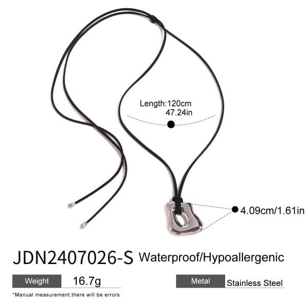 European And American Irregular Liquid Glossy Hollow Pendant Necklace