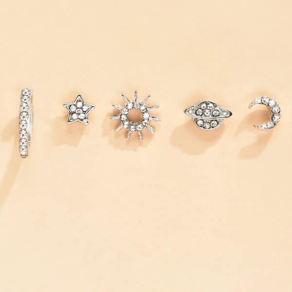 Alloy Five-pointed Star Moon Women's Earring Set