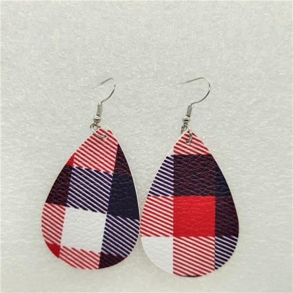Duplex Printing Drop-shaped Leather Earrings