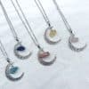 Moon Natural Stone Crystal Necklace Female Personality Retro Jewelry