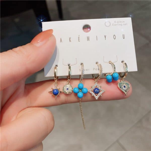 Girly Earrings Micro-Set Turquoise Petite Stars