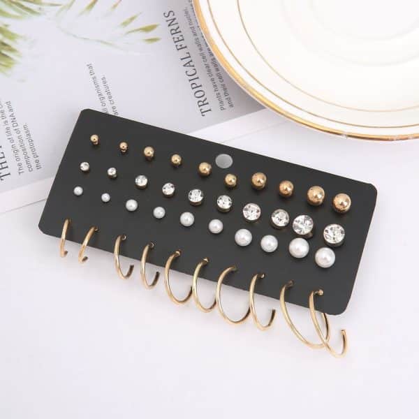 European And American New Pearl Zircon Earings Set Creative Retro Simple Elegant Earrings