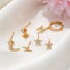 Fashion Five-pointed Star Moon Sun Lightning Earrings Six-piece Set Earrings