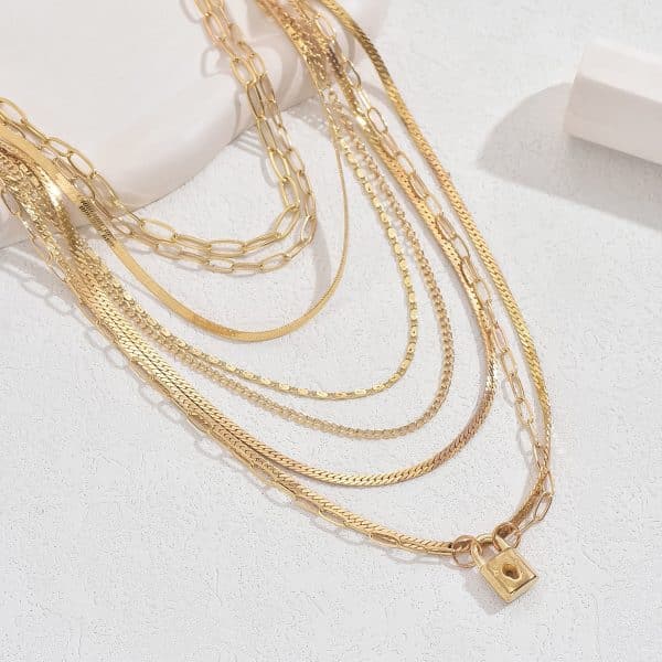 Stacked Layered Alloy Necklace Elegant Necklace All-match Jewelry Suit