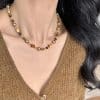 Natural Stone Necklace Women's Brown Pearl Necklace Accessories