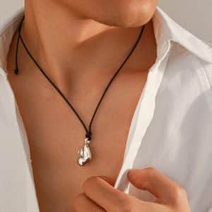 Men's Simplicity Leather Wax Line Irregular Pendant Necklace