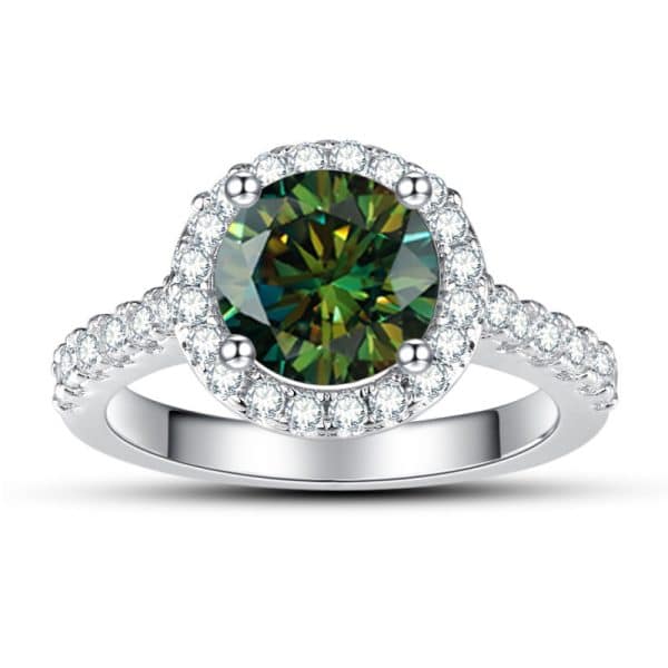 1 Karat Round Bag Color Moissanite Women's Ring
