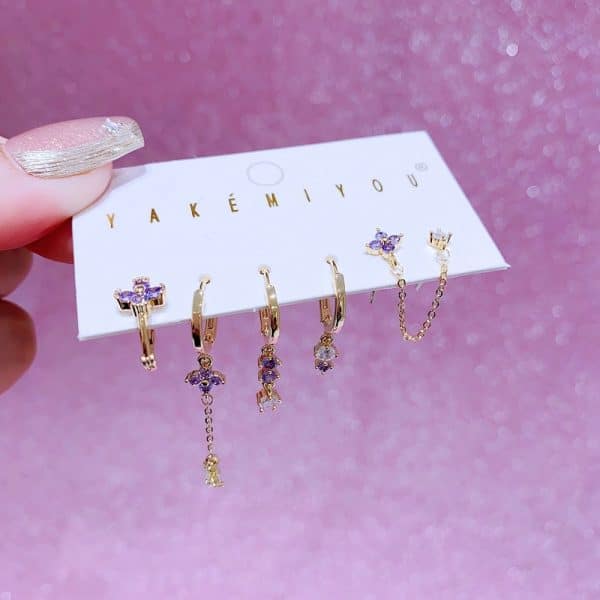 Ladies New Fashion Zirconium Ring Earring Set