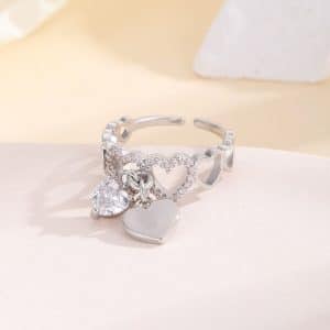 Fashionable All-match Creative Heart Adjustable Ring