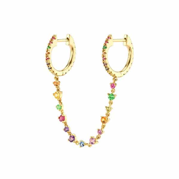 Silver Needle One Piece Diamond Earrings Double Circle Fashion Trend