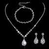 Brilliant Full Diamond Zircon Water Drop Necklace Eardrop Jewelry Set