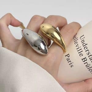 Simple Glossy Metal Water Drop Opening Light Luxury High-grade Double Ring
