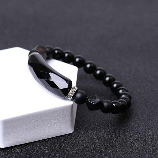 Black Agate Diamond-shaped Cut Bracelet For Women