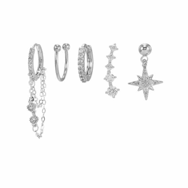 Simple And Fashionable Zircon Tassel Earrings Set