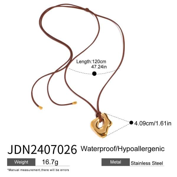 European And American Irregular Liquid Glossy Hollow Pendant Necklace