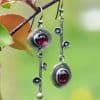 Crystal Gemstone Key Earrings Plum Drop Earrings