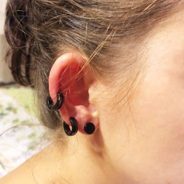 Round dumbbell set stainless steel earrings