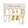 6 Pairs Simple C- Type Metal Twist Earrings Set