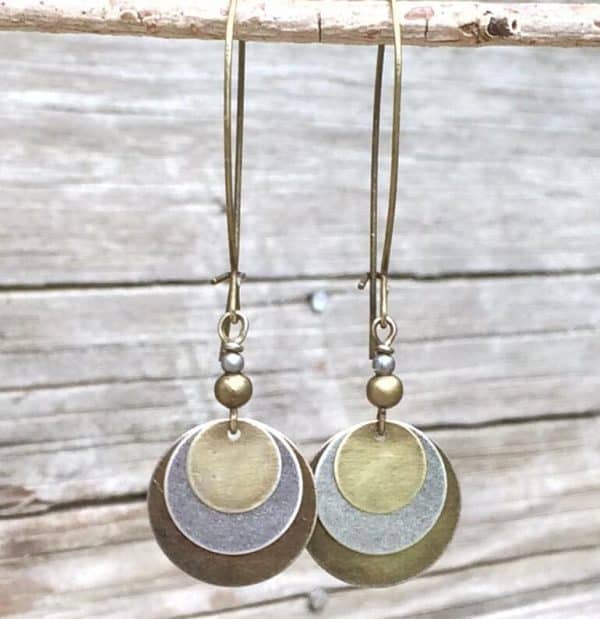 Bohemian Retro Ethnic Style Distressed Bronze Circle Multi-layer Metal Alloy Earrings
