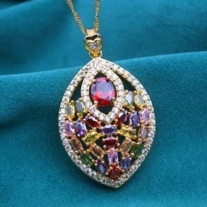 Creative Design Color Zircon Pendant Necklace
