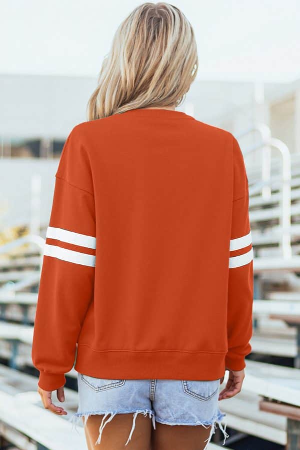 Fiery Red Varsity Striped Detail Drop Shoulder Oversized Sweatshirt