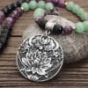 Dongling Long Yoga Lotus Pendant Necklace