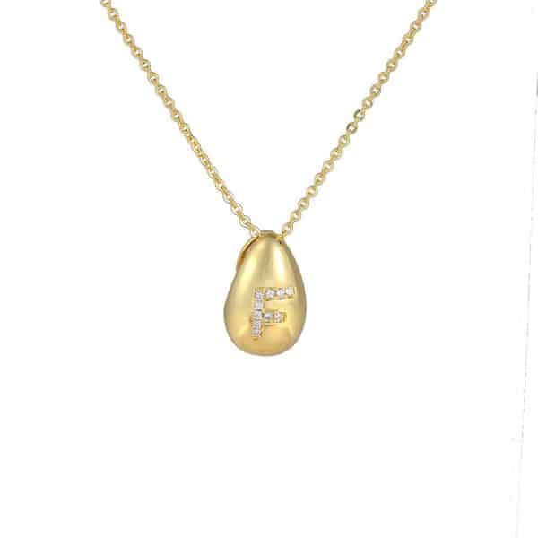 Glossy Water Drop 26 English Letter Pendant Copper-plated Gold Simple Pendant Female