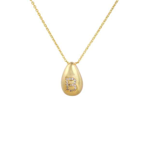 Glossy Water Drop 26 English Letter Pendant Copper-plated Gold Simple Pendant Female