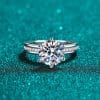 925 Sterling Silver Ring Bridal Bouquet 3 Karat Moissanite Ring