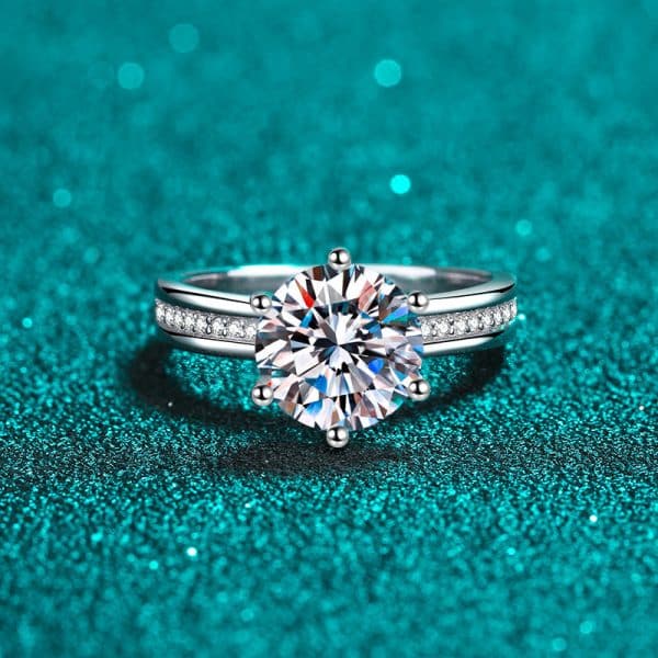 925 Sterling Silver Ring Bridal Bouquet 3 Karat Moissanite Ring