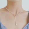 Women's Bow Pearl Tassel Pendant Necklace Simple All-match