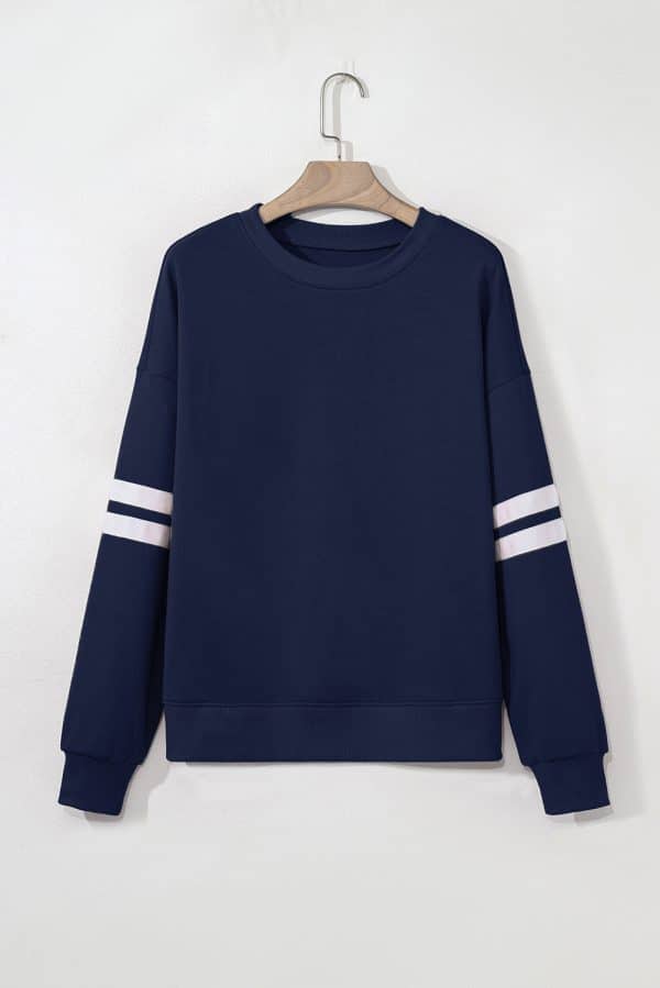 Fiery Red Varsity Striped Detail Drop Shoulder Oversized Sweatshirt