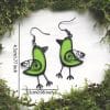 Unique Green Bird Drop Earrings Cute