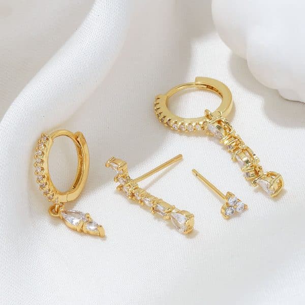 Women's Fashion Geometric Zirconia Earring Set