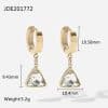 Triangular Zircon Drop Hoop Earrings