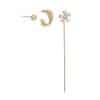 Gold Fashion Personality Small Irregular Flower Pin Three-piece Set Of Copper Micro-inlaid Zircon Earrings