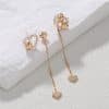 Korean Version Personality Thin Copper Micro Set Zircon Texture Long Tassel Love Ear Line Earrings