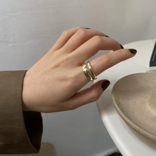 Silver Plated Ring Fashion Dual Layer Open-end Index Finger Ring