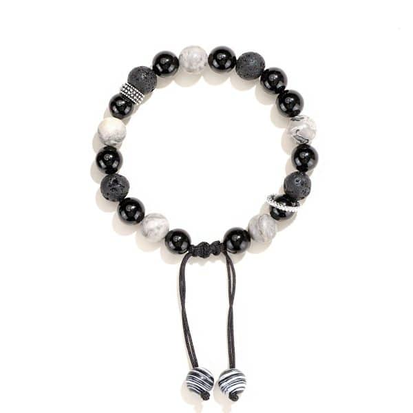 Black Agate Map Stone Men's And Women's Bracelet Niche High Sense