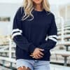 Fiery Red Varsity Striped Detail Drop Shoulder Oversized Sweatshirt