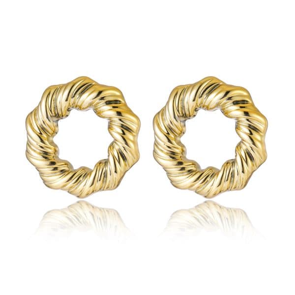 Women's Exaggerated Twisted Twist Circle Personality Gold-plated Hollow Stud Earrings