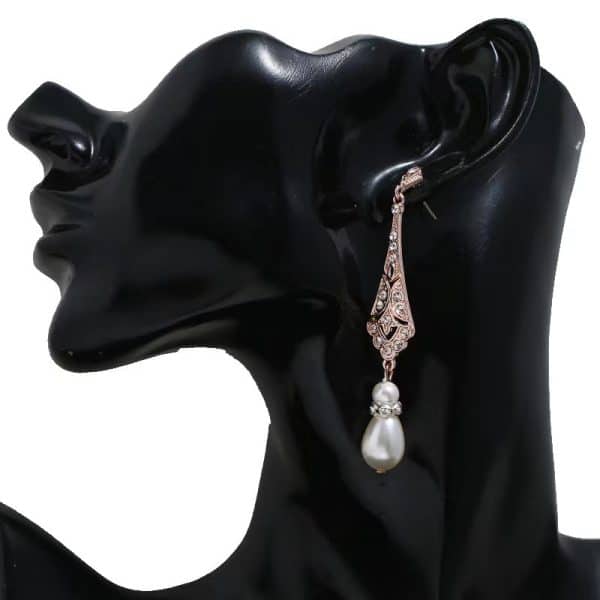 Alloy Silver Drop-shaped Pearl Earrings