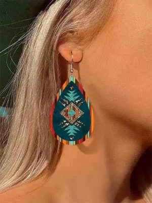 Vintage Western Water Drop Leopard Earrings